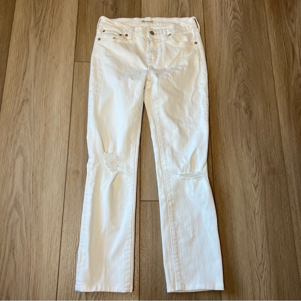 Madewell Jeans Alley Straight Mid Rise Stretchy Pants Size 26 White